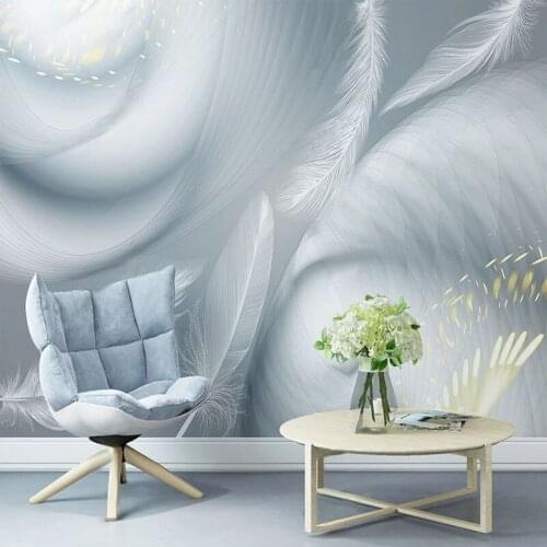 Custom Photo Wallpaper Modern 3D Abstract White Feathers Mural Living Room TV Sofa Bedroom Home Decor Papel De Parede 3D Fresco
