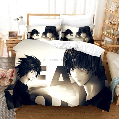 3D Printing Anime Bedding Set Kids Children Duvet Cover Death Note Bed Set Soft Home Textiles Bedclothes Duvet Cover King Size