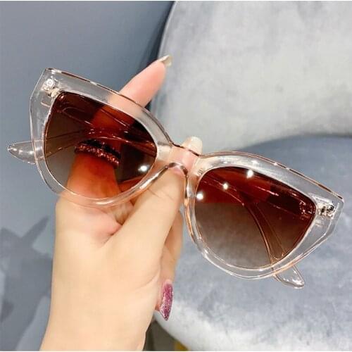 Transparent Tea Acetate Large Cat Eyes Sunglasses Women 2021 High Quality Mens Shades Sun Protection Glasses Brands Eyewear
