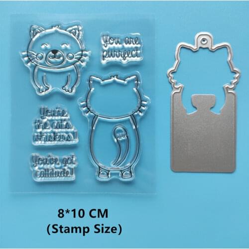 2021 New Kitten Clear Stamps and Metal Cutting Dies DIY Scrapbooking Paper Photo Album Crafts Seal Cards Blade Punch Stencils