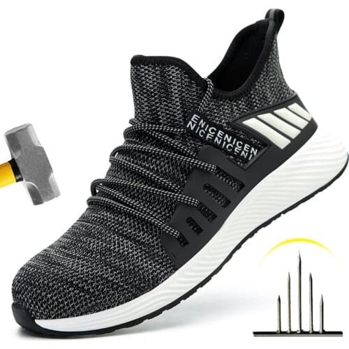 Work Shoes Hollow Breathable Steel Toe Boots Lightweight Safety Work Shoes Anti-slippery For Men Women Male Work Sneaker