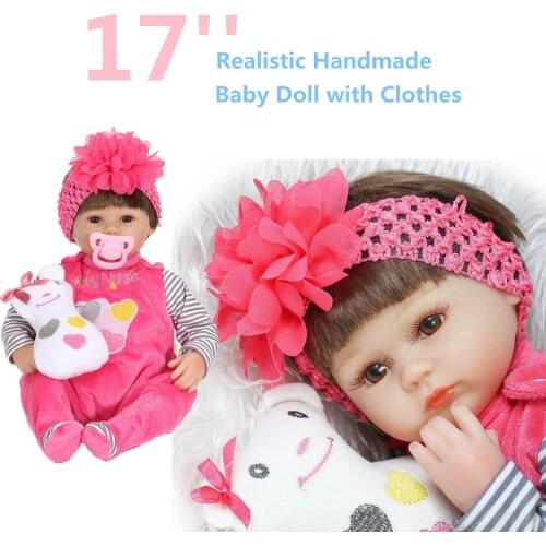 17" 42cm Silicone Lifelike Bonecas Baby Baby Reborn Dolls Toys Newborn Realistic with Nipple Bottle Babies Toy Christmas Gifts