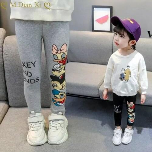 Cute Girl Cartoon Print Leggings Minnie Pants Girls Leggings Cotton Trousers Mickey Minnie Donald Daisy Pants