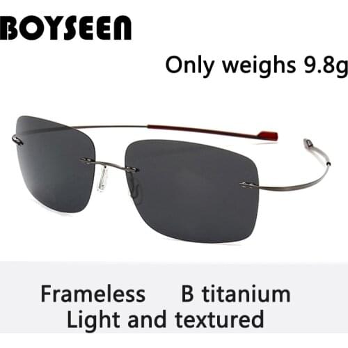 2020 NEW Cool 100% Pure Titanium Rimless Sunglasses Polarized Lenses Grey Super Thin Lenses Sun-shade UV protection UV400 Oculos