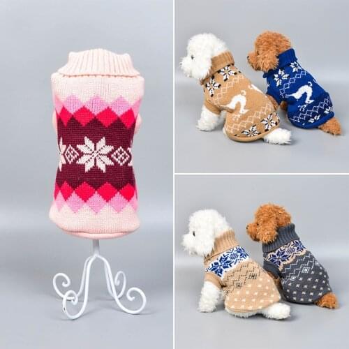 Pet Sweater Winter Cute Dog Knitting Sweater Pet Dog Cat Print T-shirt Christmas Dog Warm Coat XS-L