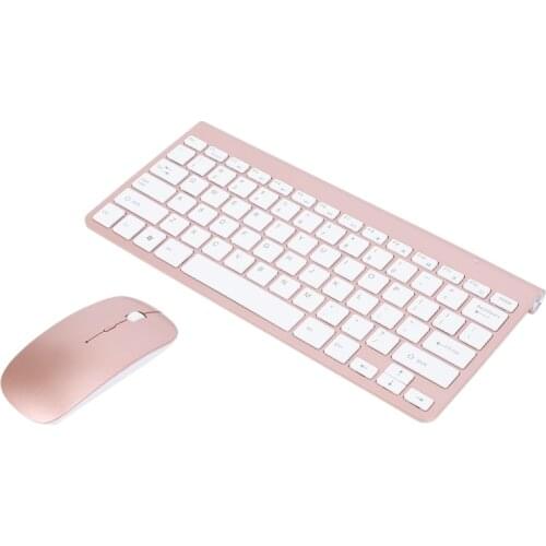 2.4Ghz Ultra-Thin Wireless Keyboard Mouse Combos With USB Receiver Rose Gold Color Mouse Keyboard For Apple PC WindowsXP/7/8/10