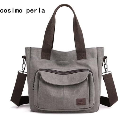 Vintage Daily Casual Canvas Shoulder Bags Women High Quality Designer Purses and Handbags Big Travel Tote Crossbody Bag for Girl
