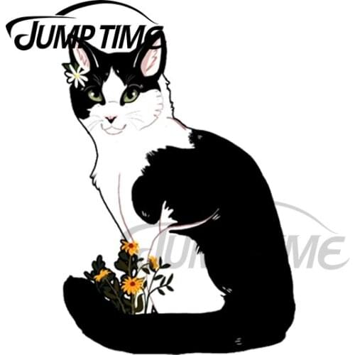 JumpTime 13 x 4.5cm For Flower Kitty Car Stickers Windows Waterproof Decal Motorcycle Helmet Fine Laptop Bumper Decoration