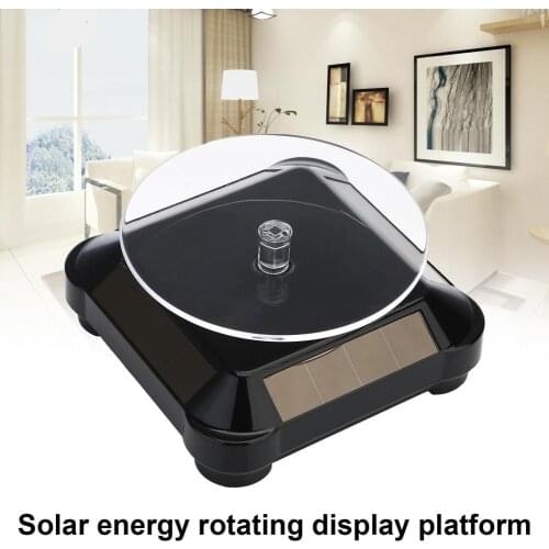 ABS Solar Rotating Display Stand 360 Degrees Solar Energy Stable Dual Use Stable Automatic Turntable for Showcase Home Office