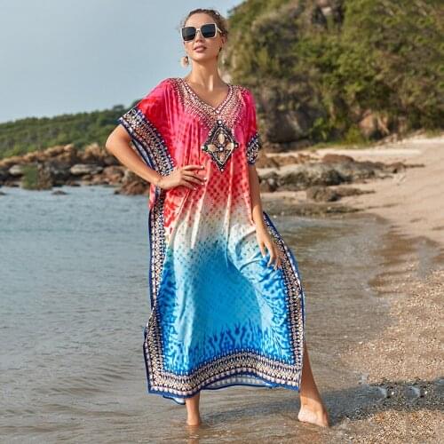 Kaftan Dresses for Women Plus Size Maxi Dress Long Beach Cover Up Tunic