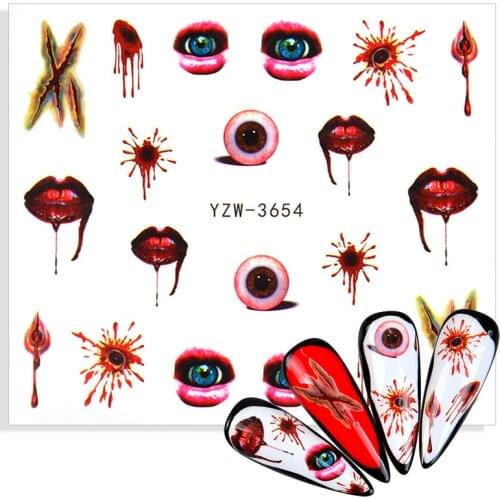 1 Sheet Halloween Nail Stickers Joker Witch Skull Gothic Design Water Transfer Nail Art Sticker Decals Manicure Tattoo Wraps