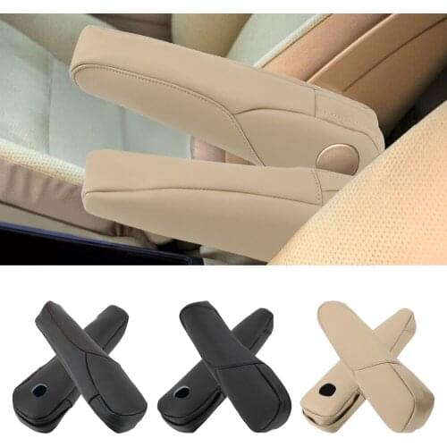 1 Pair Side Seat Armrest Handle Decor Cover Protection Trim Microfiber Leather For Honda CRV 2007 2008 2009 Auto Accessories