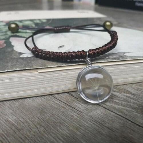 1PC Dandelion seeds Bracelets Real Dried Flower Weave Bracelet Bangle for women