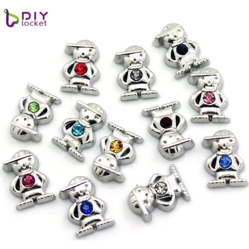 12pcs/lot Mini Colorful Boy Birthstone Floating Charms For Glass Locket LSFC097