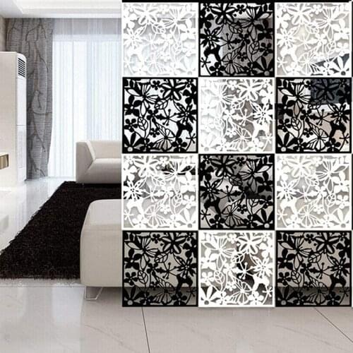 12PCS/Pack DIY Hanging Room Divider,Biombo，PVC Screen Panels Decorative or Wall Decor Suitable for Office Dining(Black&White)