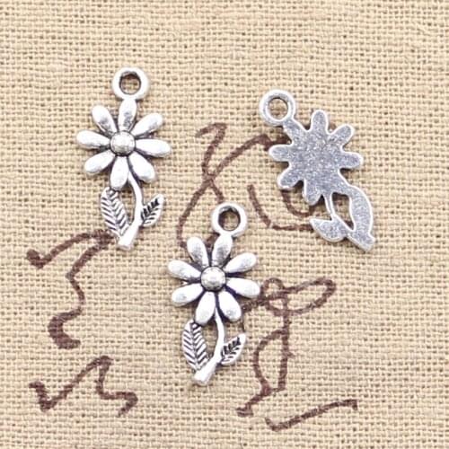 30pcs Charms Flower 19x10mm Antique Pendant fit,Vintage Tibetan Silver color,DIY Handmade Jewelry