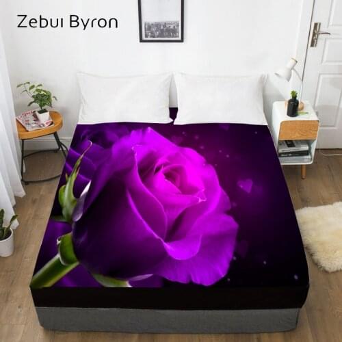 3D Custom Bed Sheet With Elastic,Fitted Sheet Queen/King,Rose Flower Mattress Cover, 200/150/160/180x200 bedsheet,drop ship