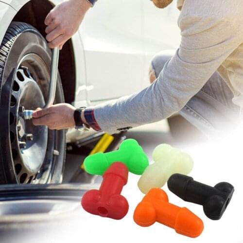 4Pcs Car Bicycle Tire Novelty Silicone Valve Stem Cap Penis Shape Funny Prank-Gag Spoof Luminous Valve Core Set