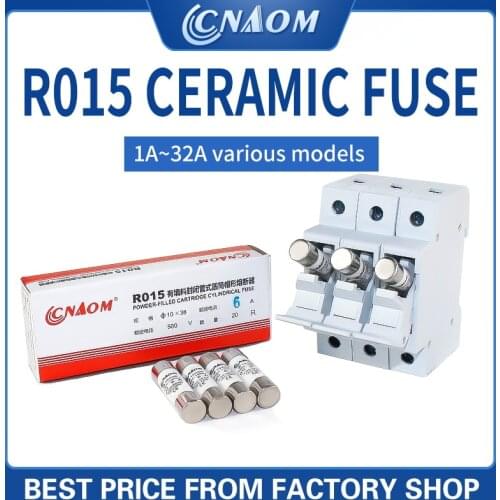 Ceramic Tude Fuse R015 10x38mm 1A 2A 3A 5A 6A 10A 16A 20A 32A Plug Cartridge Fuse 10*38mm RO15