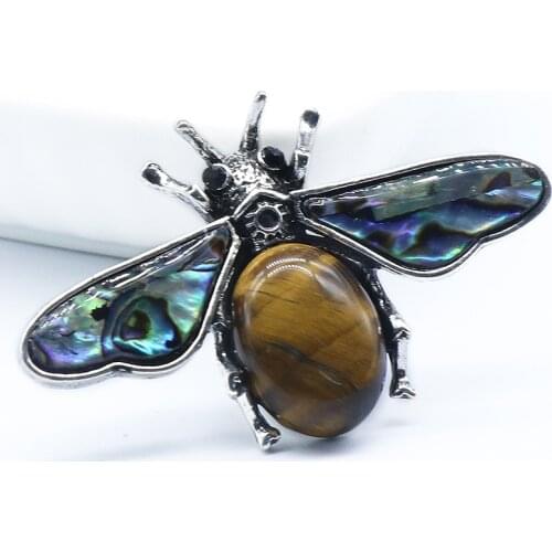 6PCS Bulk Factory Outlet Fashion Animal Brooch Pendants Natural Stone Pendulum Healing Necklace Pendants Amulet