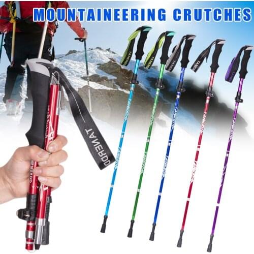 Aluminium Alloy Hiking Walking Stick Ultra-light 5 Section Adjustable Trekking Poles Alpenstock ASD88