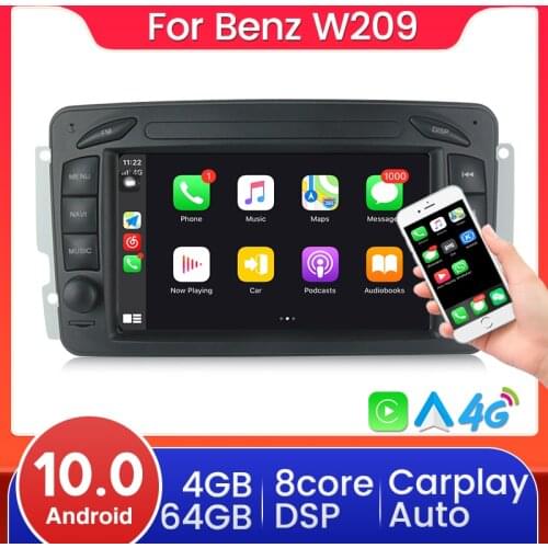 7'' Android10 2 Din 8-Core 4GB 64GB Car Radio Multimidia Stereo GPS Navigation For Mercedes Benz W209 Carplay + Auto DSP