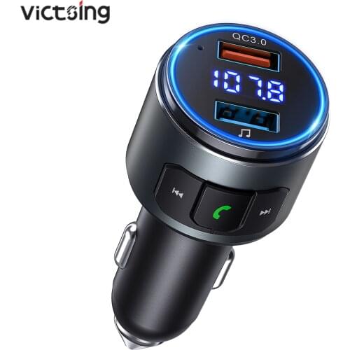 VicTsing BH347 Bluetooth Adapter Car FM Bluetooth 5.0 Transimitter QC3.0 Wireless Radio Audio Adapter with LED Backlit USB Port