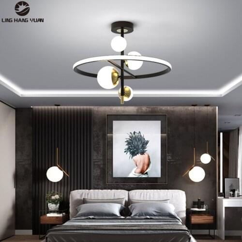 Black Modern Ceiling Lamp LED Lustres Surface mount Ceiling Light for Living room Bedroom Kitchen Dining room Lighting Fixtures
