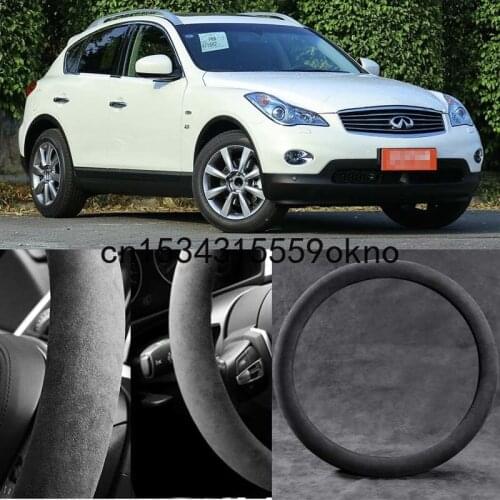 For INFINITI QX50 Car Steering Wheel Cover Black Alcantara Suede Car Accessories