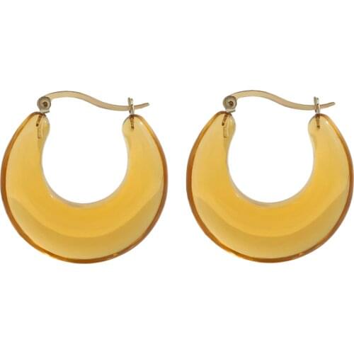 Dvacaman 2021 Colourful Transparent Acrylic Resin Hoop Earrings for Women Candy Color Geometric Circle C-Shaped Earrings Jewelry