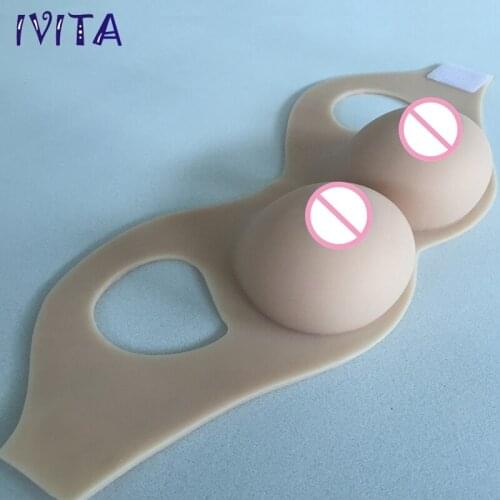 IVITA 3200g Beige New Style Realistic Artificial Silicone Huge Breast Forms For Crossdresser Transgender Shemale Drag-Queen