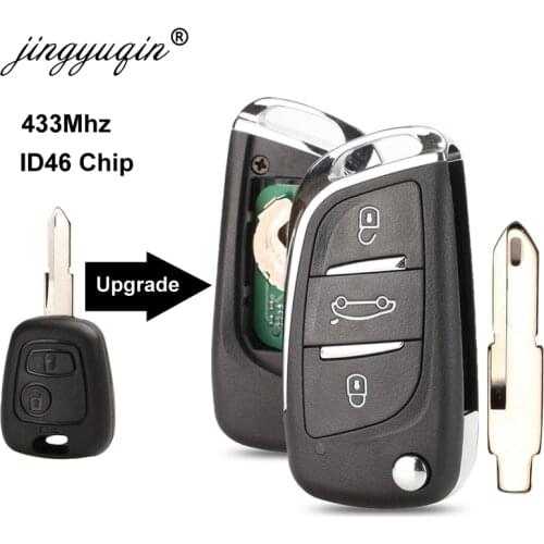 Jingyuqin DS Style Mofified Flip Key Control for Peugeot 206 207 206CC for Citroen C2 2 Buttons Fob Remote Key 434MHZ with chip