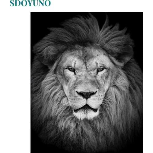 SDOYUNO 60x75cm Painting By Numbers Kits DIY Lions Paint By Numbers On Canvas Animals Frameless Digital Hand Painting