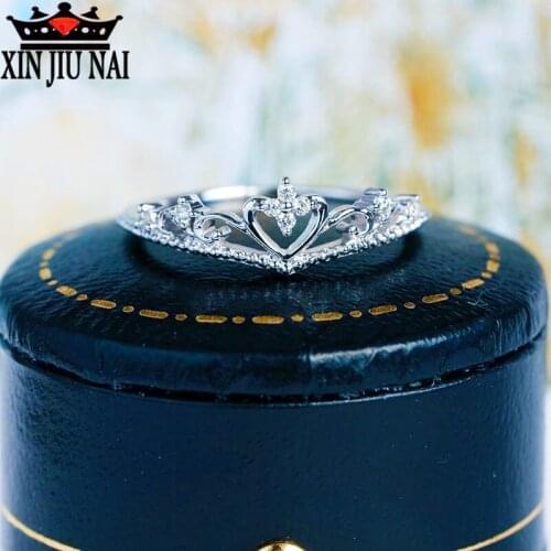 New Romantic Heart Shaped Princess Crown Finger Ring Inlay Quality Small Austrian Crystal CZ Fashion Party Women/Girl Jewelry