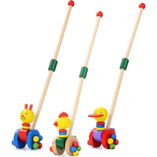 Creative Children Wooden Puzzle Trolley Kids Cartoon Animals Car Toys Baby Funny Wood Puzzle Trolley Cart Toys Wood Pushing Toy