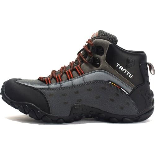 Hot Sale Eu39-46 Outdoor Men Climbing Camping Genuine Leather Student Sneakers Male Hiking Shoes Waterproof Sport Non-slip Boots