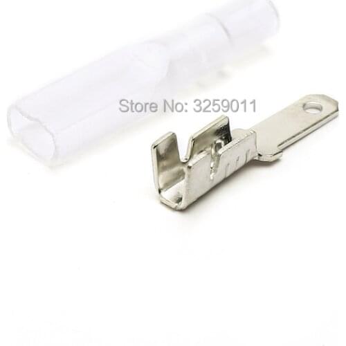 100PCS 2.8mm Brass Boat Car Speaker Circuit Board Male Connector Plug Spring Tinned Fittings Copper Terminal Block With Sheath