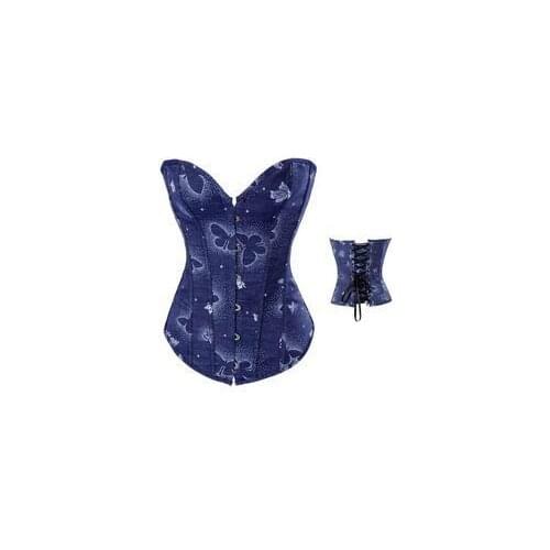Top Sell Blue Opaque Butterfly Corset For Women 3S3099 Outerwear Corset Bustier Free Shipping Waist Shaper Corset Slim