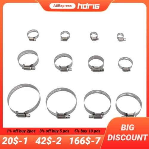 HDRiG Multi-Purpose Worm Gear Hose Clamps Adjustable Clamp 304 Stainless Steel Construction Wire Holder
