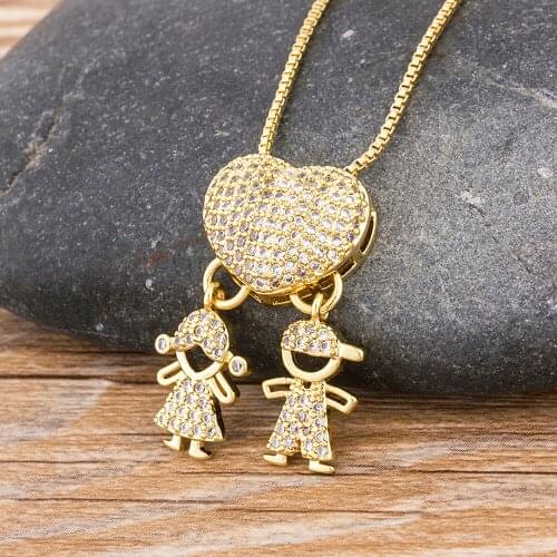 New Arrival Charm Boy Girl Heart Shape Couple Gift Choker Necklaces Crystal Rhinestone For Women Chain Pendant Jewelry Gift