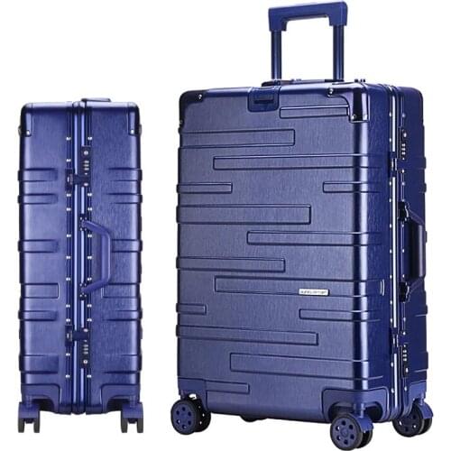 New Trend 24 26 Inch Rolling Luggage Aluminium Frame Trolley Solid Travel Bag 20 29 Women Boarding Bag Carry On Suitcases Trunk