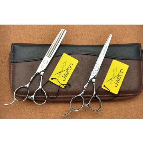 317# 5.5'' Left Hand Brand Jason Factory Price Hairdressing Scissors 440C Barbers Cutting Scissors Thinning Shears Hair Scissors