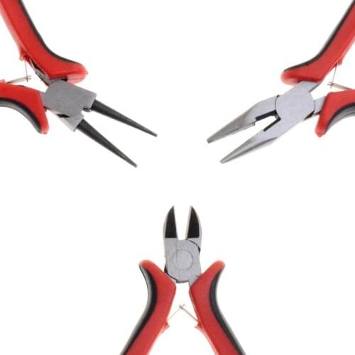 3pcs/set Steel DIY Jewelry Pliers Tool & Equipment Set Round Nose Wire-Cutter and Side-Cutting Jewelry Pliers