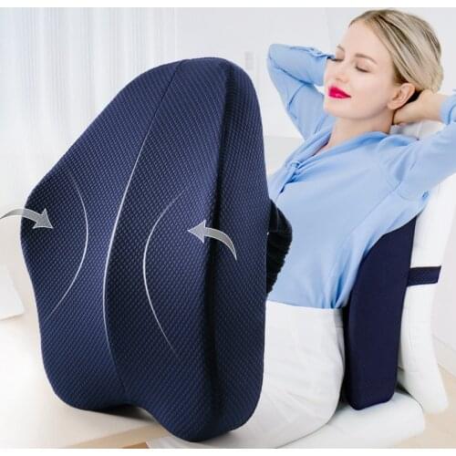 Memory Foam Lumbar Support Cushion For Back Waist Orthopedic Coccyx Pillow Chair Car Seat Pain Sciatica Relief Massage Body