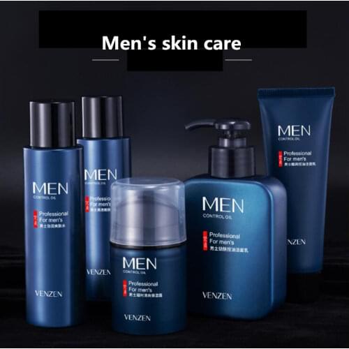 Hot Mens Face Care Makeup Set,Fashion Man cosmetics kit,Anti-wrinkle Concealer Oil-control Toner,Moist Hydating Cleanser Cream
