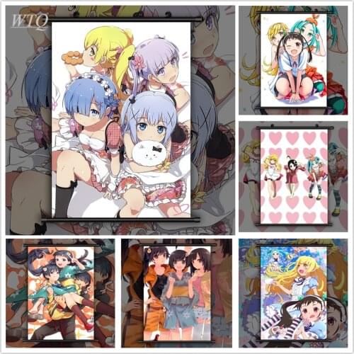Monogatari Anime Posters Rem Lam Wall Poster Canvas Painting Wall Decor Posters Wall Art Picture for Living Room Decor Home Deco