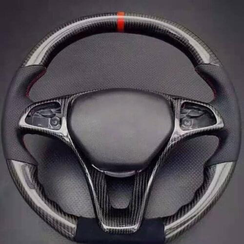 Cuatom Gloss D-Shape Carbon Fiber Sports Steering Wheel Alcantara Leather compatible for Mercedes-Benz C-Class W205 2014-2020