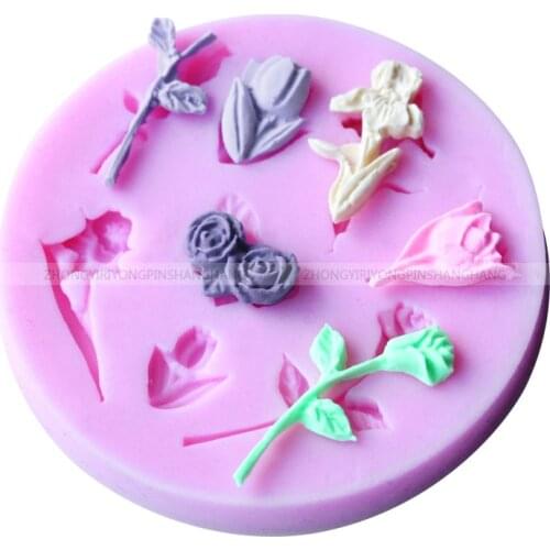 Sugarcraft eight-leaf-flower rose silicone mold fondant lace mold cake decorating tools chocolate gumpaste mold