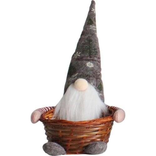 T84E Christmas Gnome Faceless Doll Candy Basket Gnome Swedish Tomte Gifts Storage Box