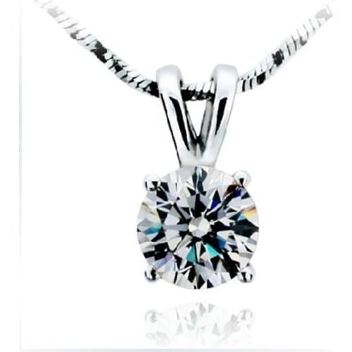 V-style 2Ct 8.0mm G-H Moissanite Diamond Pendant Marriage Jewel Created by TEST POSITIVE 925 Sterling Silver Necklace